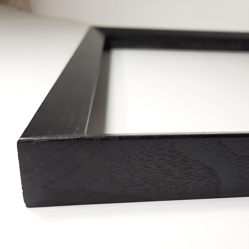 9x12 Black Ebonized Walnut Beveled, Solid Wood Picture Frame