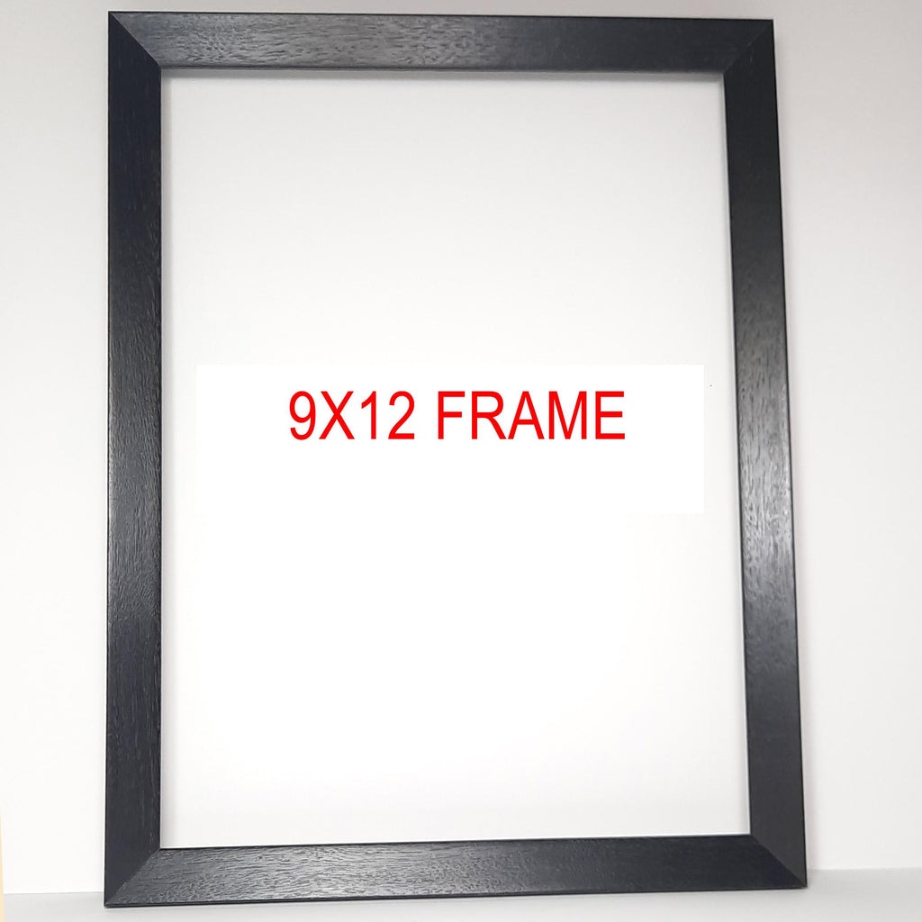 9x12 Black Ebonized Walnut Beveled, Solid Wood Picture Frame