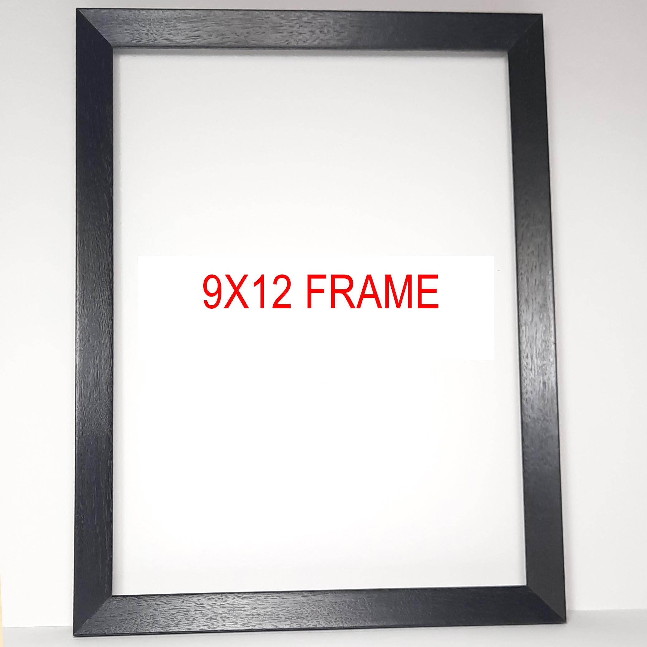 9x12 Black Ebonized Walnut Beveled, Solid Wood Picture Frame