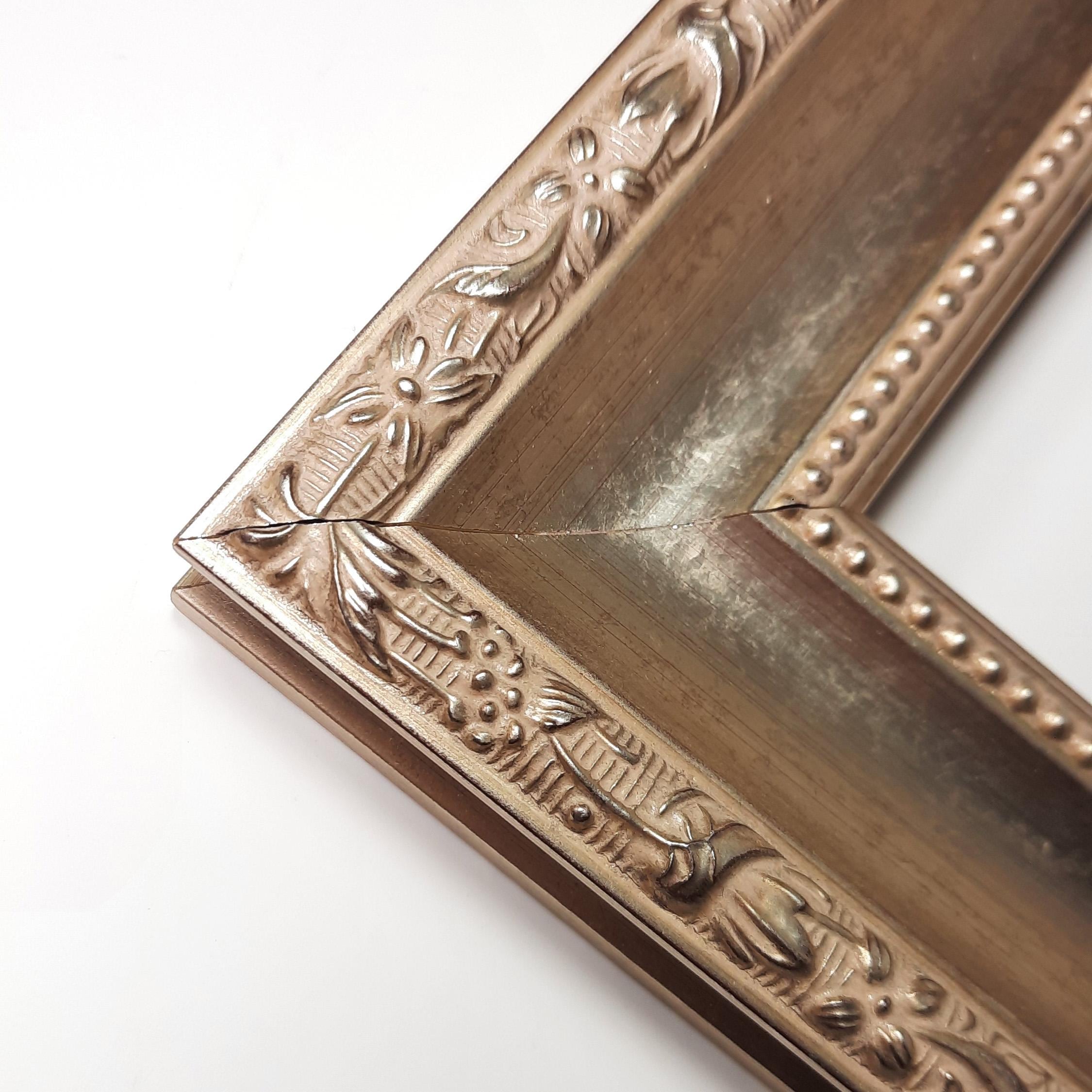 5x7 Classic Ornate Silver, Solid Wood Picture Frame with Scoop and Beaded Lip