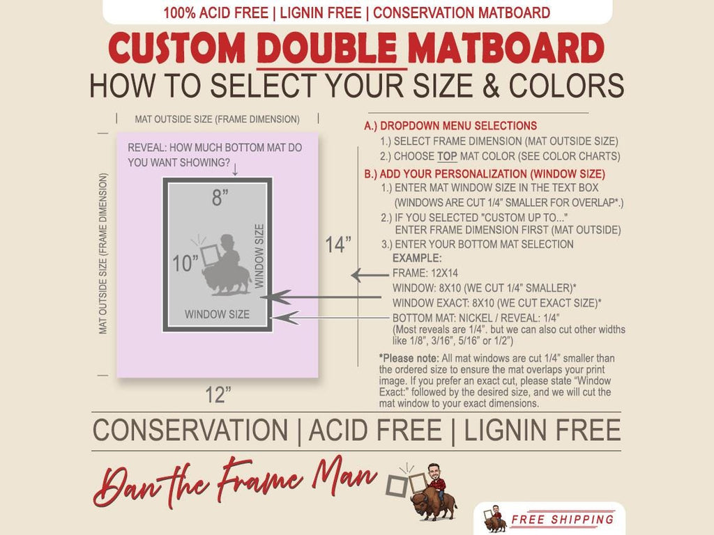 Custom Double Mat: Acid-Free Conservation Matboard for Art & Photos