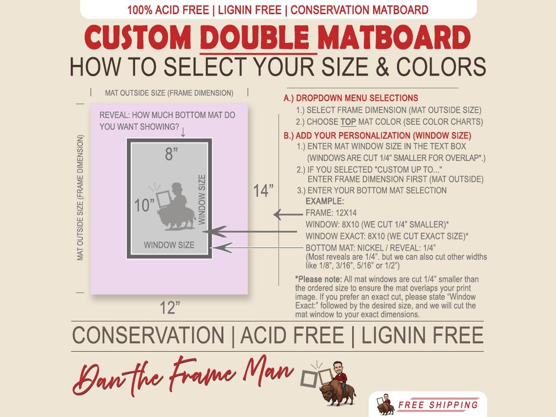 Custom Double Mat: Acid-Free Conservation Matboard for Art & Photos