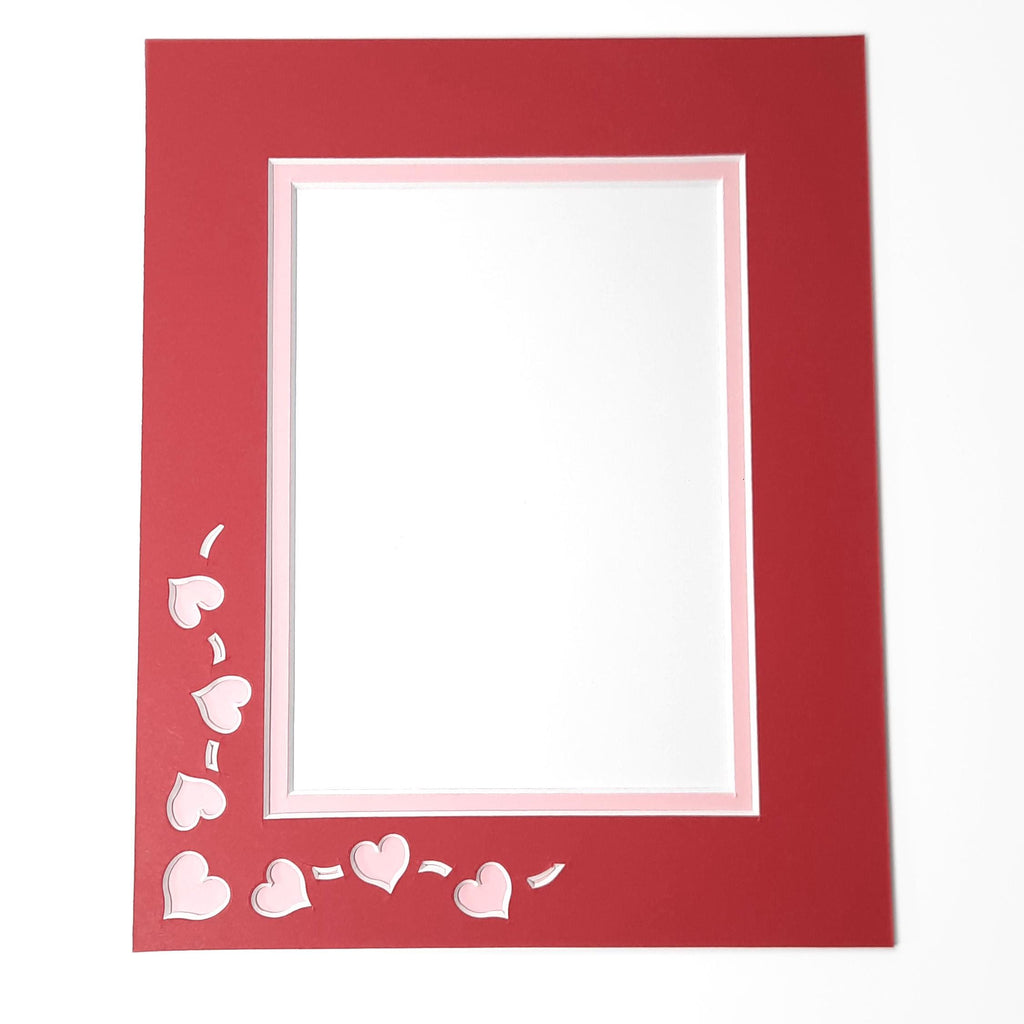 8x10 Mat With Hearts for Valentine's Day | Fits 5x7 Photo, Print or Greeting Card