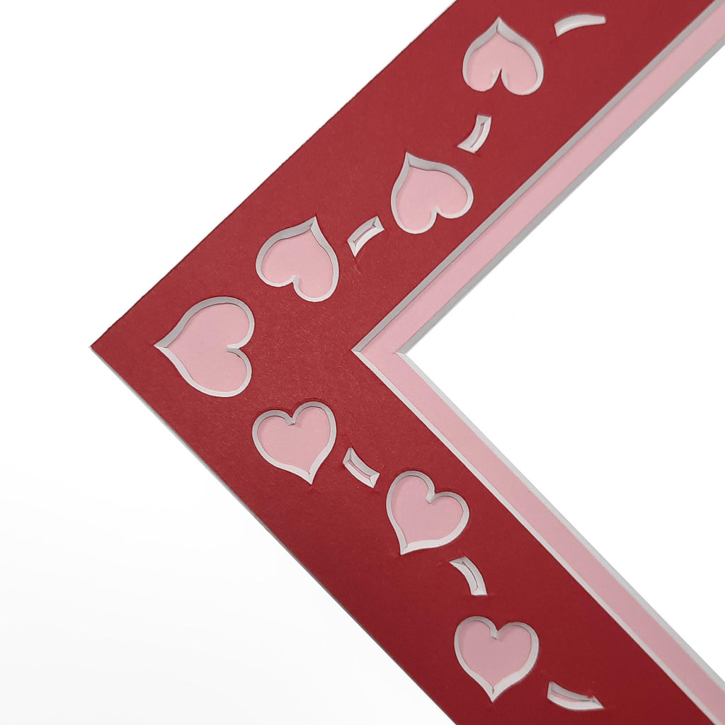 8x10 Mat With Hearts for Valentine's Day | Fits 5x7 Photo, Print or Greeting Card