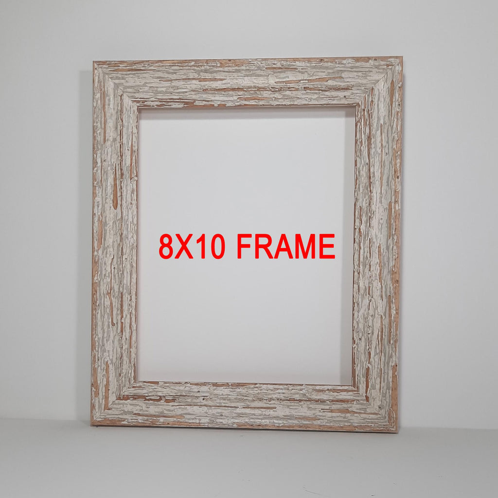 8x10 Rustic White, Solid Wood Picture Frame