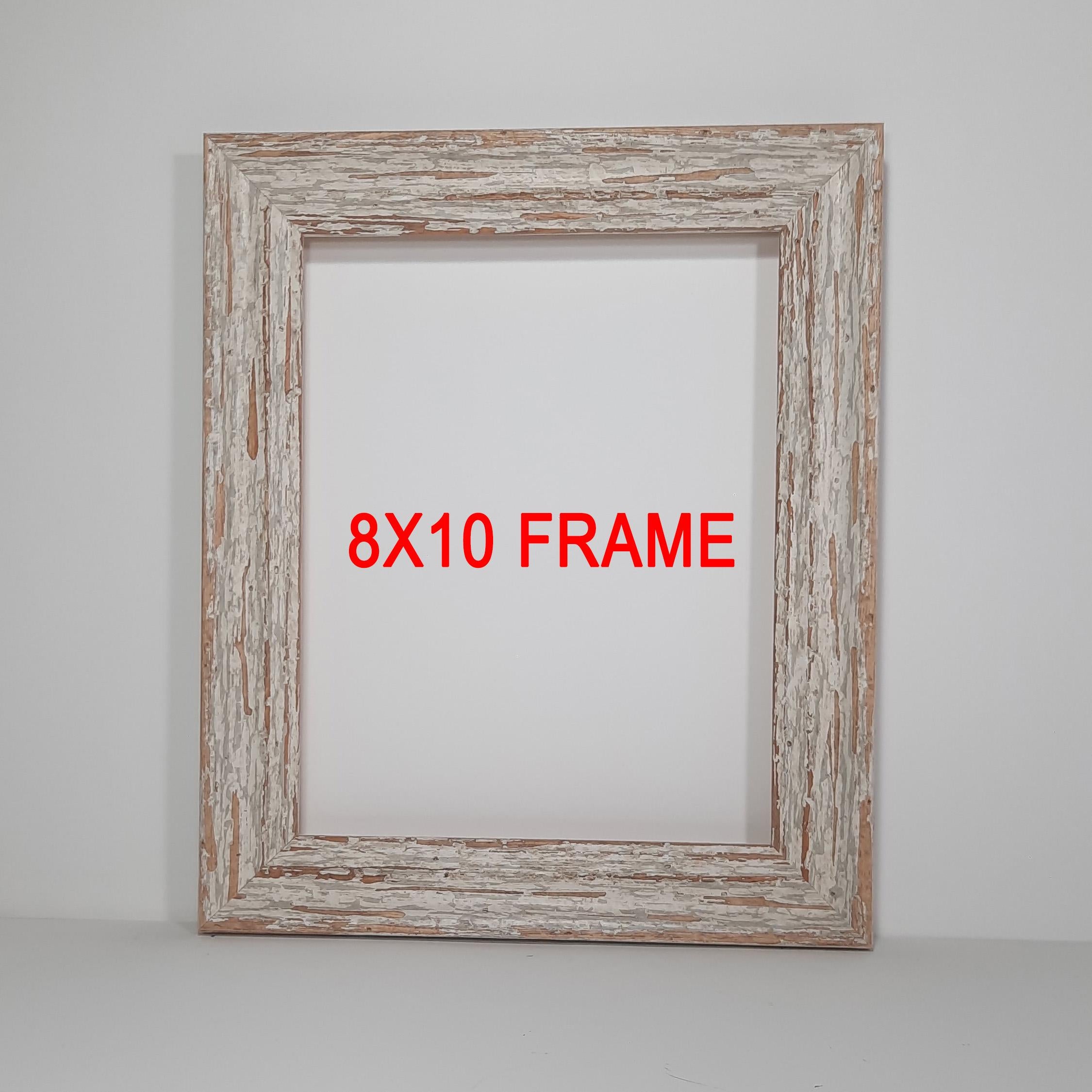 8x10 Rustic White, Solid Wood Picture Frame