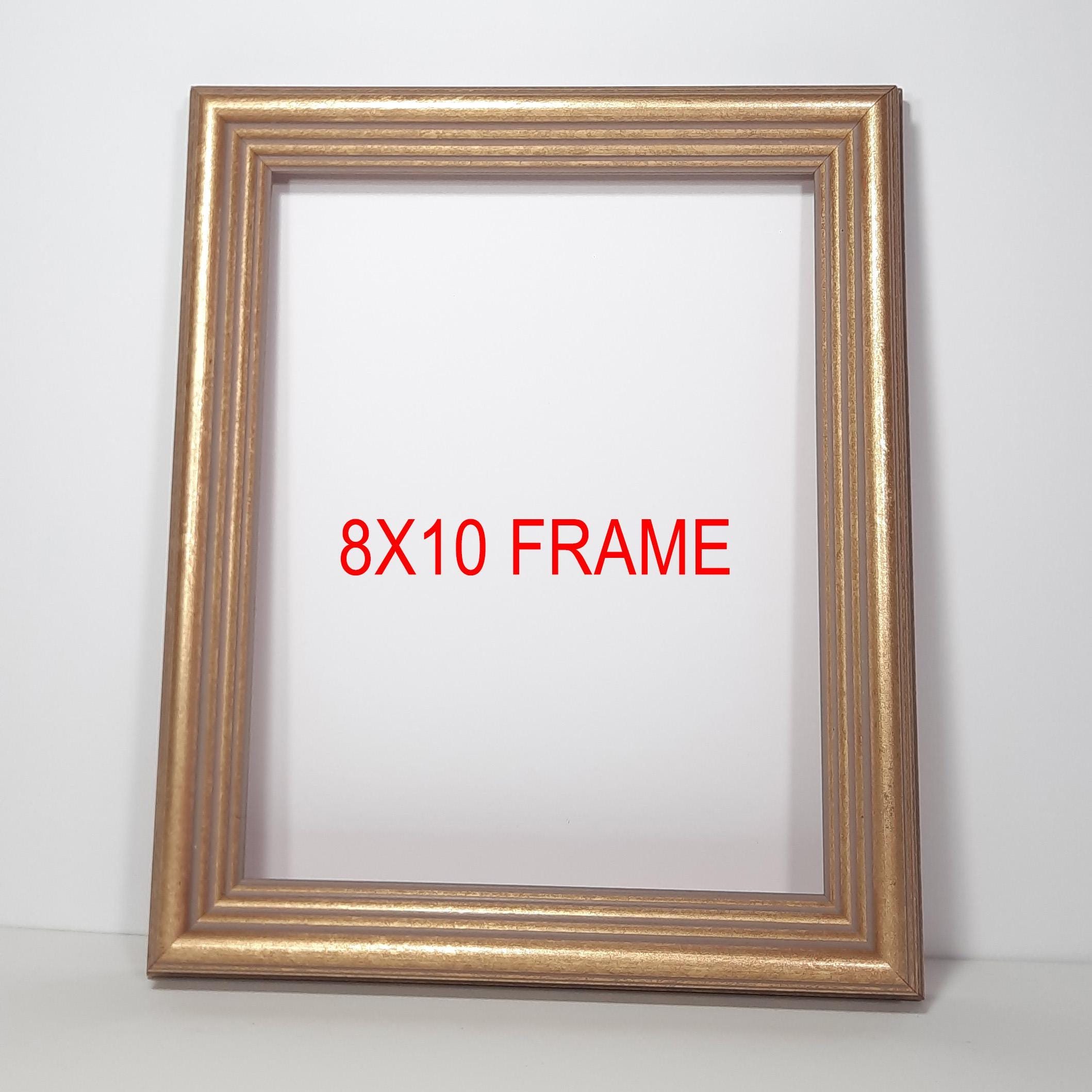 8x10 Light Gold Picture Frame: Solid Wood, Vintage Molding