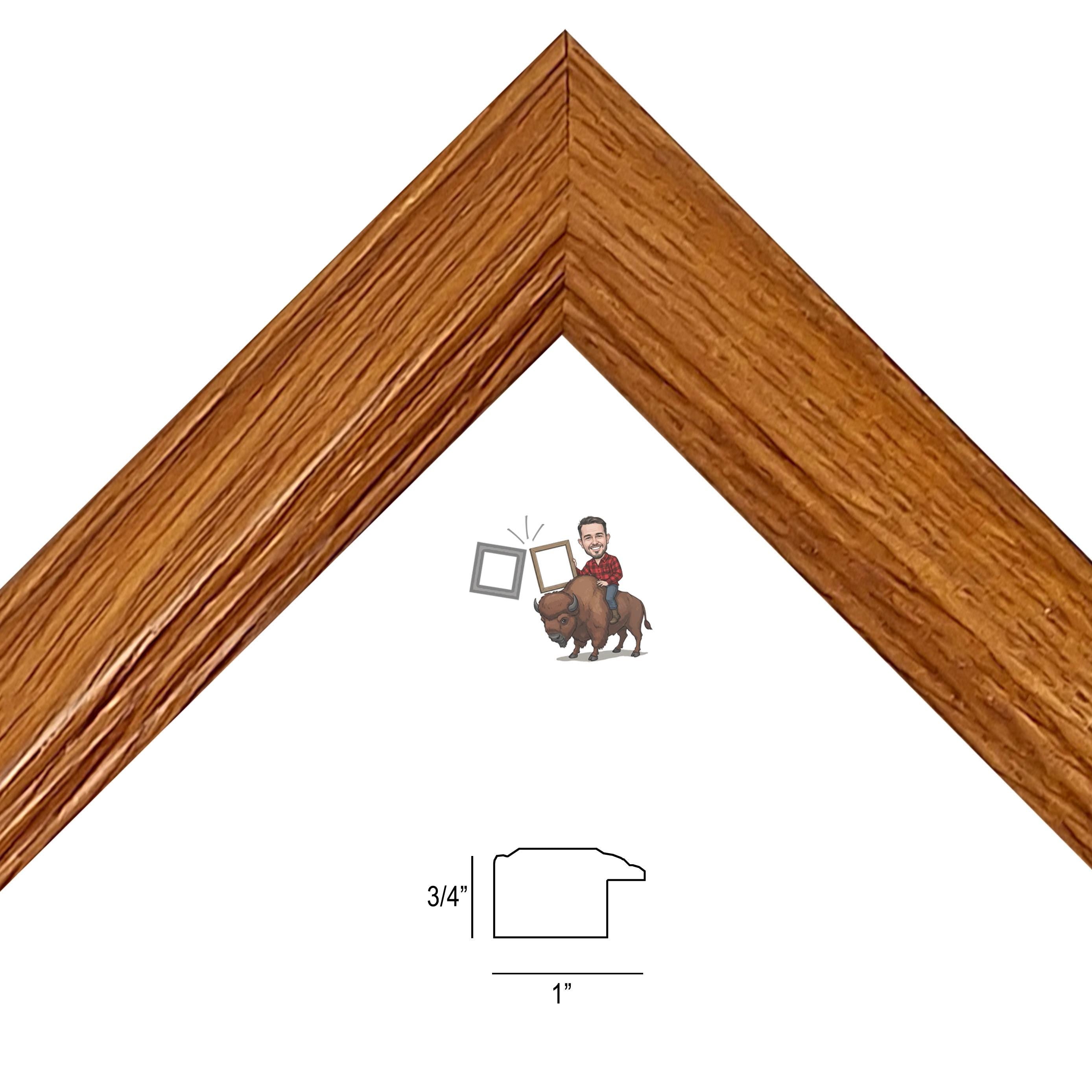 Honey Oak Picture Frame: Custom Cut Solid Wood, Made in USA