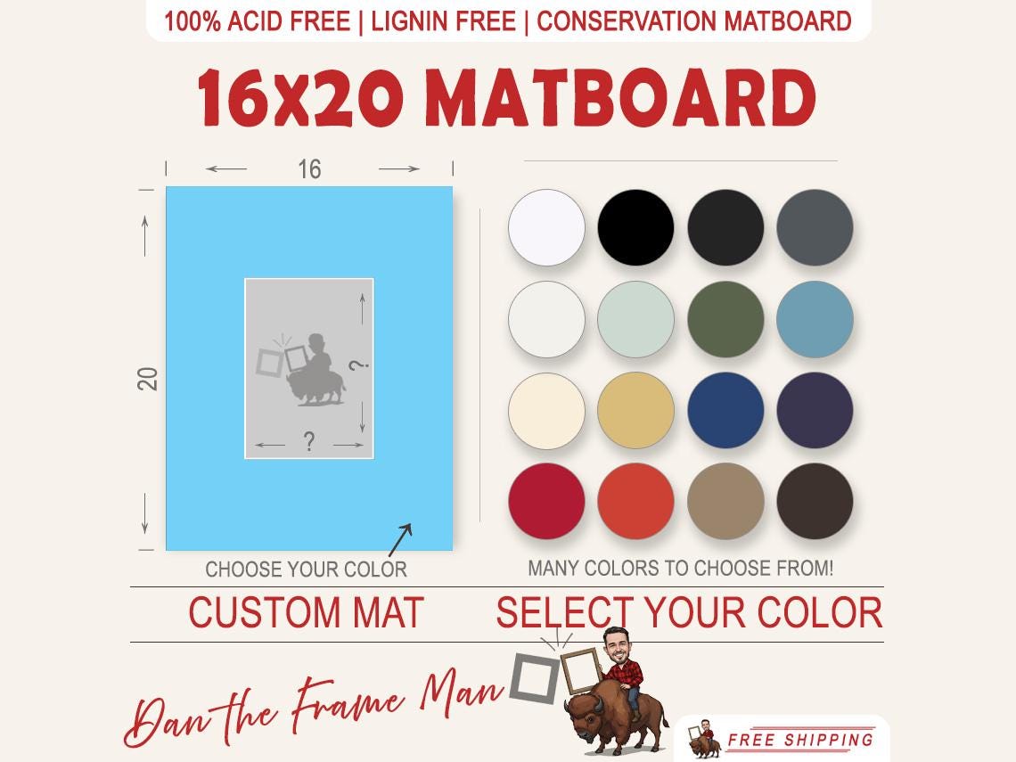 16x20 Custom Mat: Acid-Free Conservation Matboard