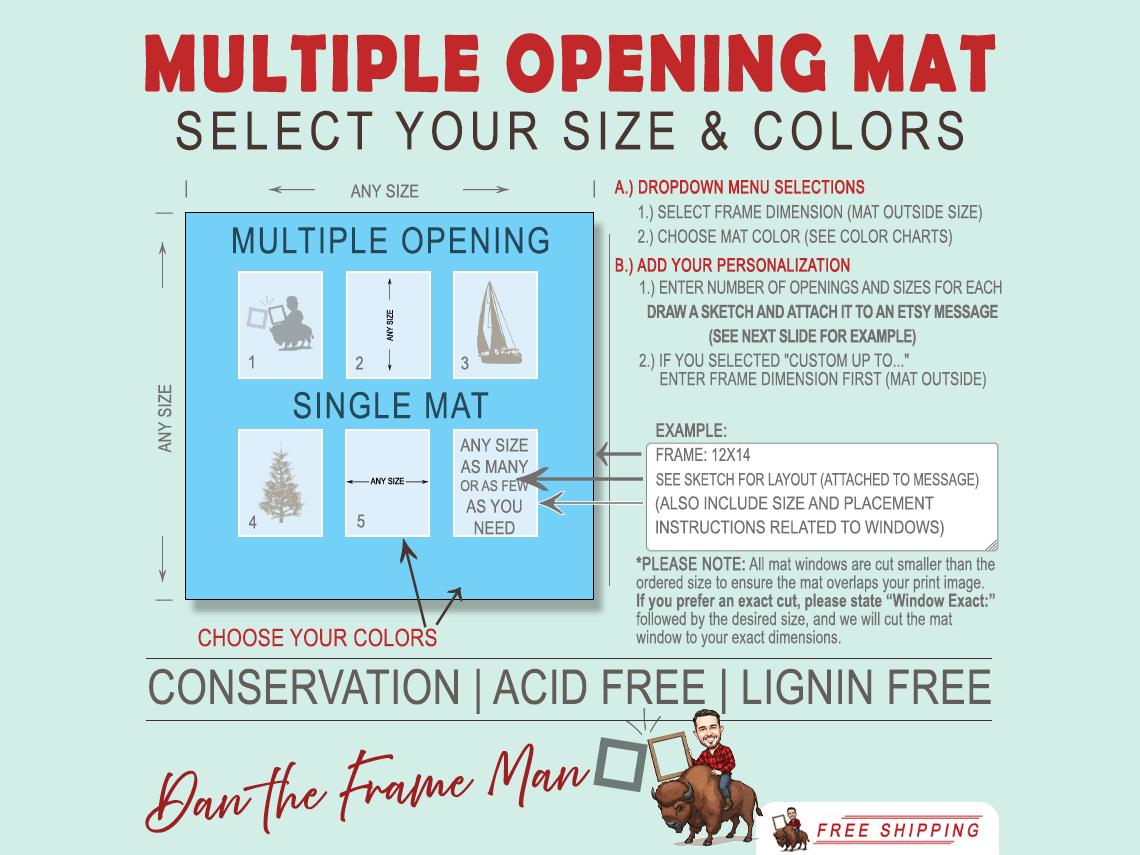 Multiple Opening Matboard: Custom Layout, Conservation Grade