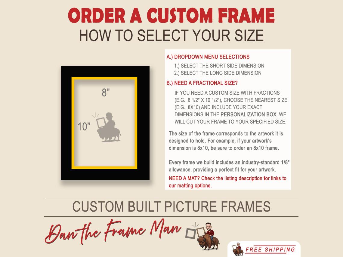 Black and Gold Picture Frame: Solid Wood Plein Air Frame, Made in USA