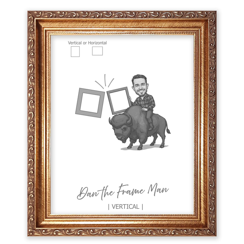 Ornate Gold Picture Frame: Solid Wood, Custom Size