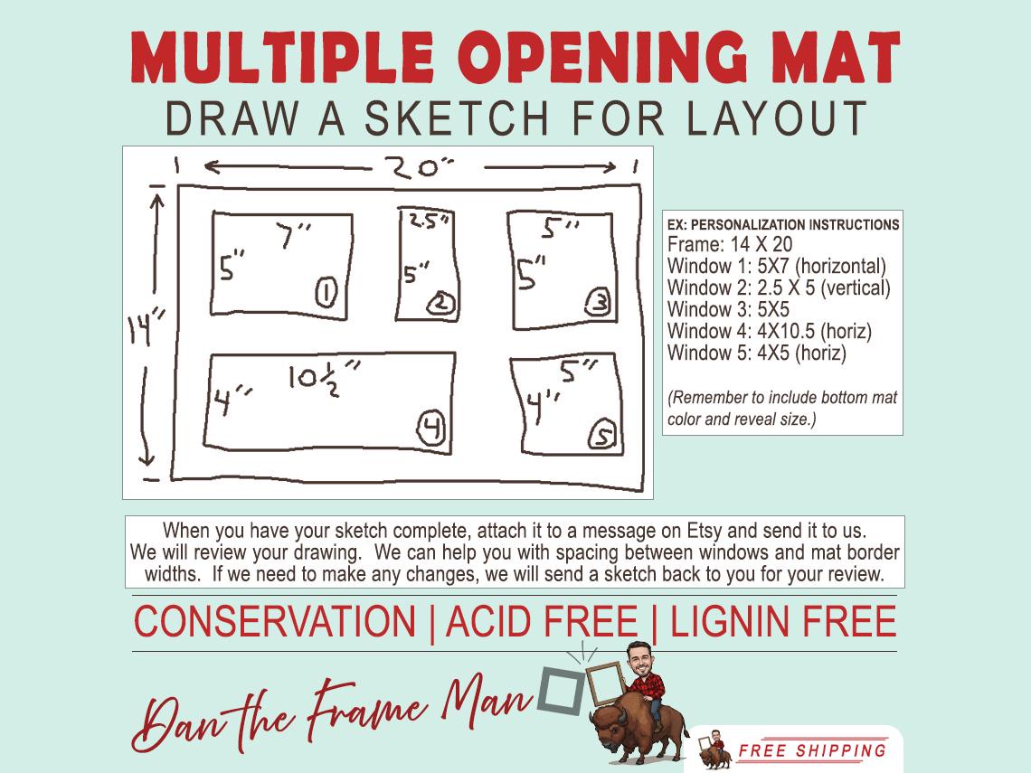 Multiple Opening Double Matboard: Custom Conservation Mat