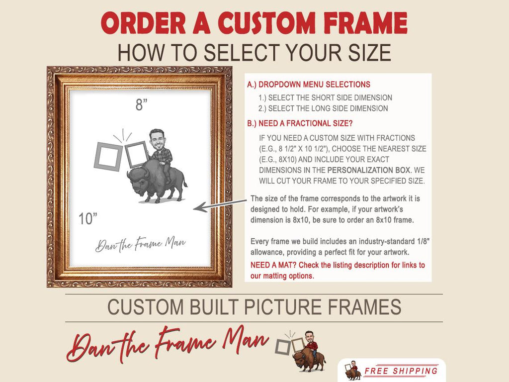 Ornate Gold Picture Frame: Custom Solid Wood, Made in USA