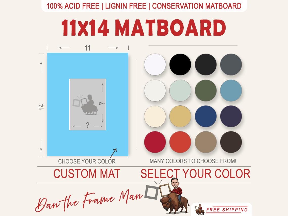 11x14 Custom Mat Board: Acid & Lignin-Free Framing Mat