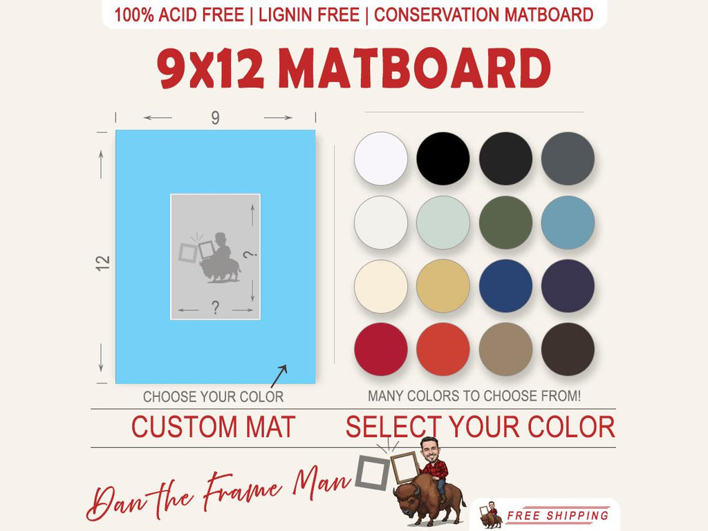 9x12 Custom Mat Board: Acid & Lignin-Free Framing Mat