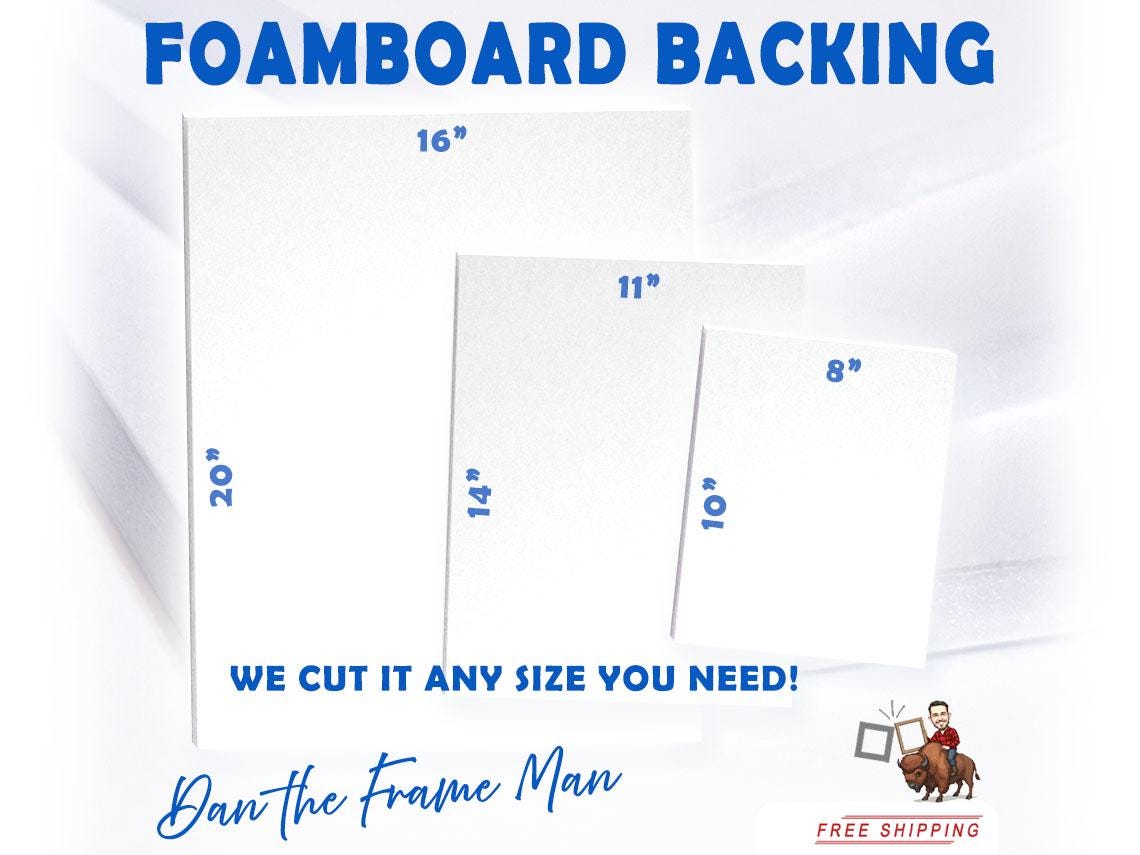Acid-Free Foamboard Backing: Custom Size for Framing & Crafts