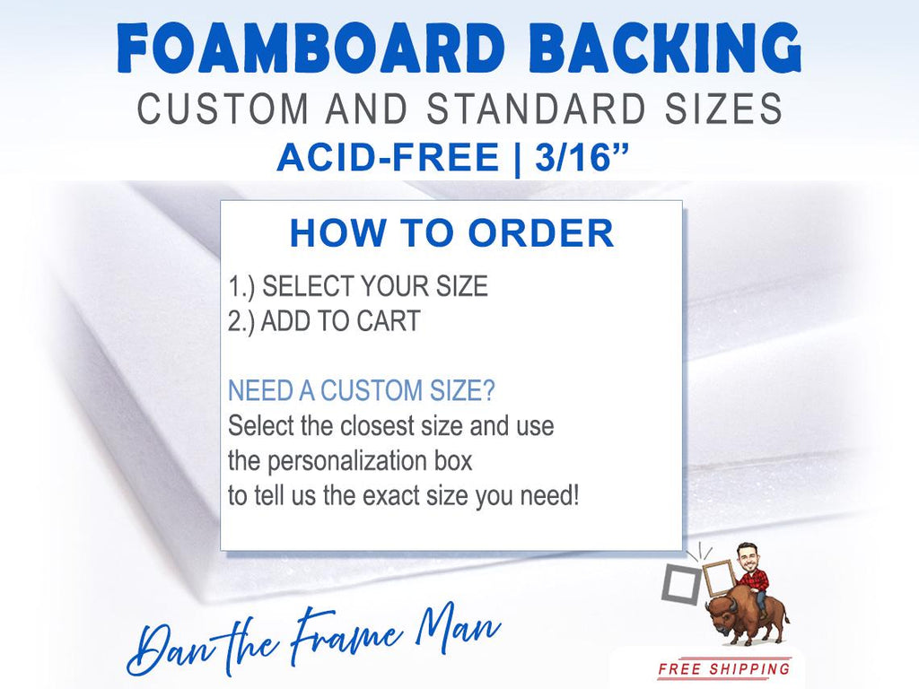 Acid-Free Foamboard Backing: Custom Size for Framing & Crafts