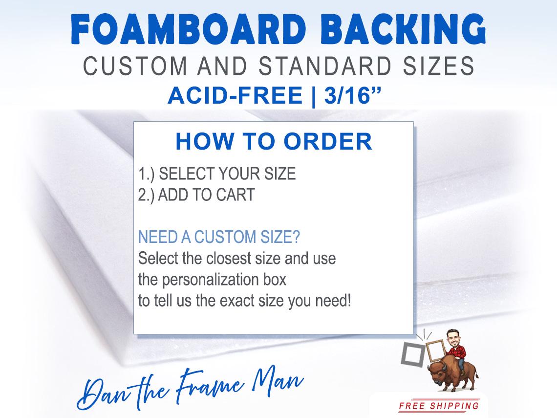 Acid-Free Foamboard Backing: Custom Size for Framing & Crafts