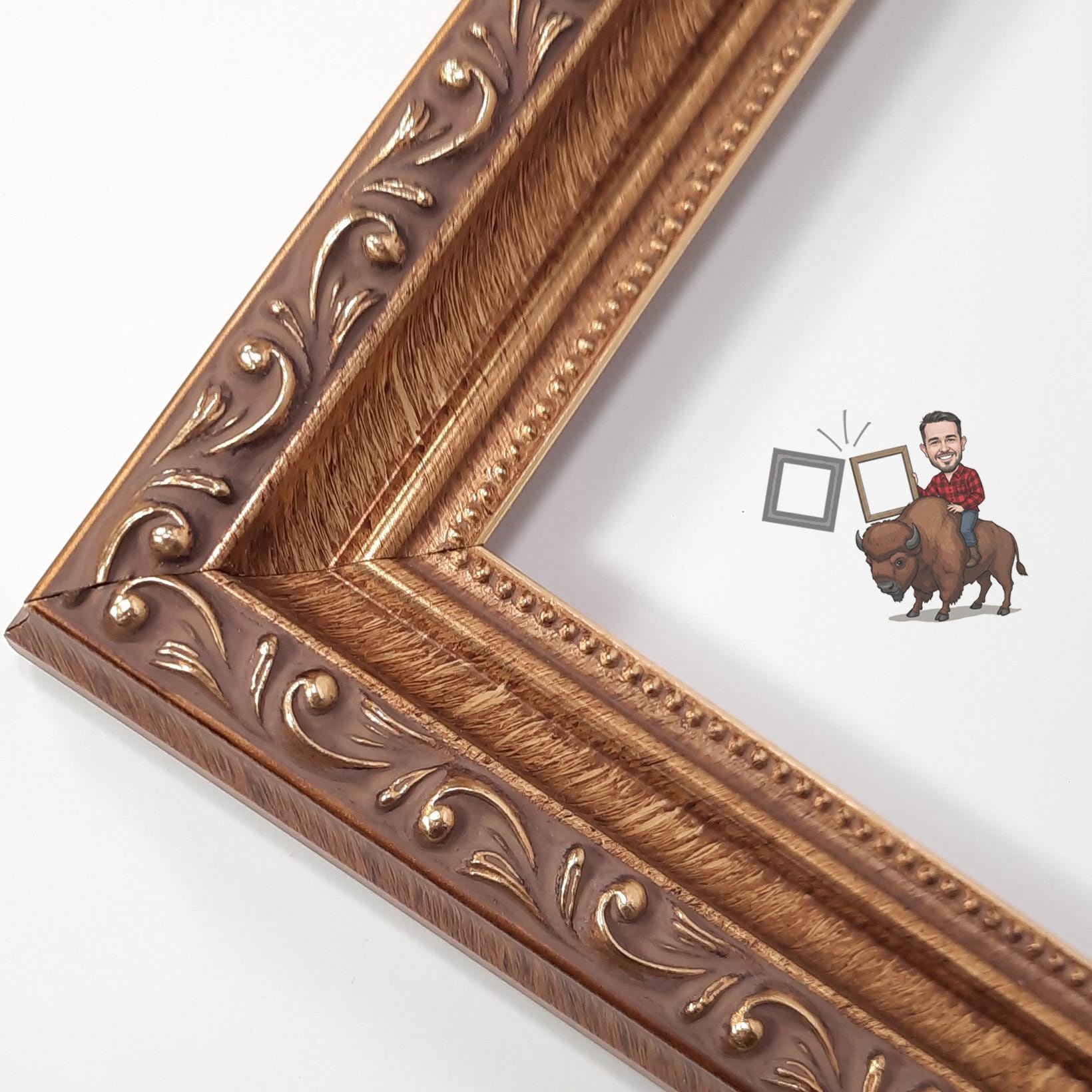 Ornate Gold Picture Frame: Custom Solid Wood, Made in USA