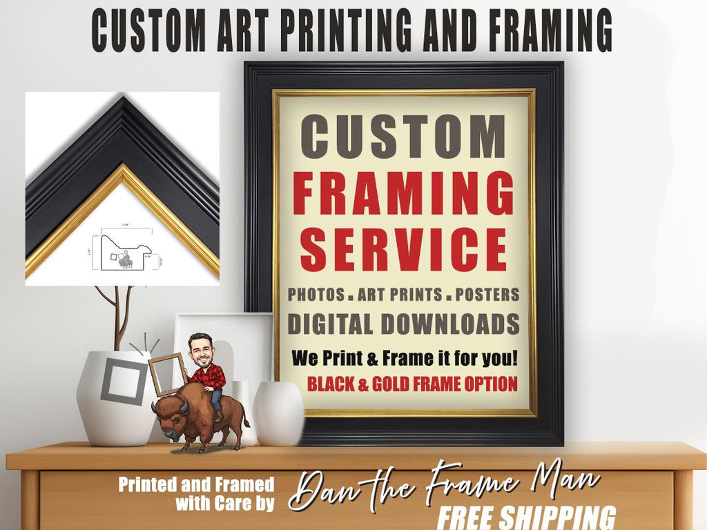 Custom Photo & Art Printing and Framing | Black and Gold Frame