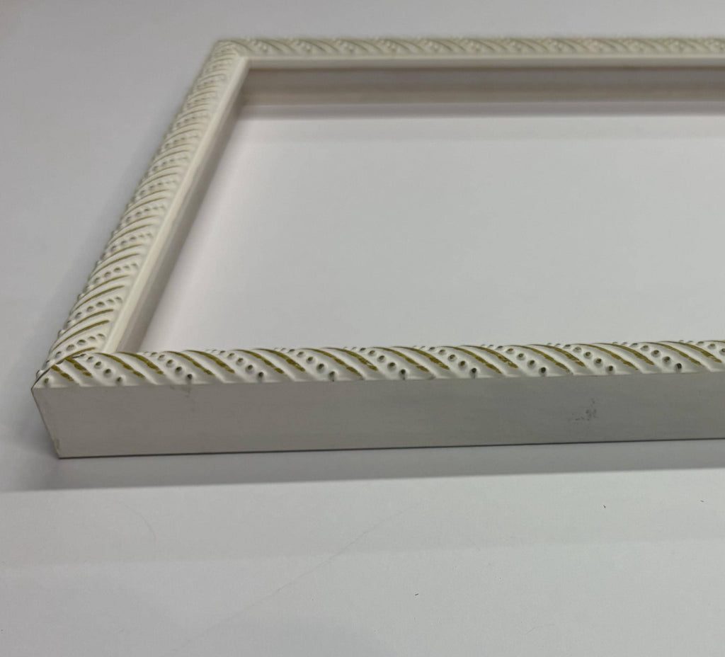 8x10 Vintage White, Solid Wood Picture Frame with Museum Glass