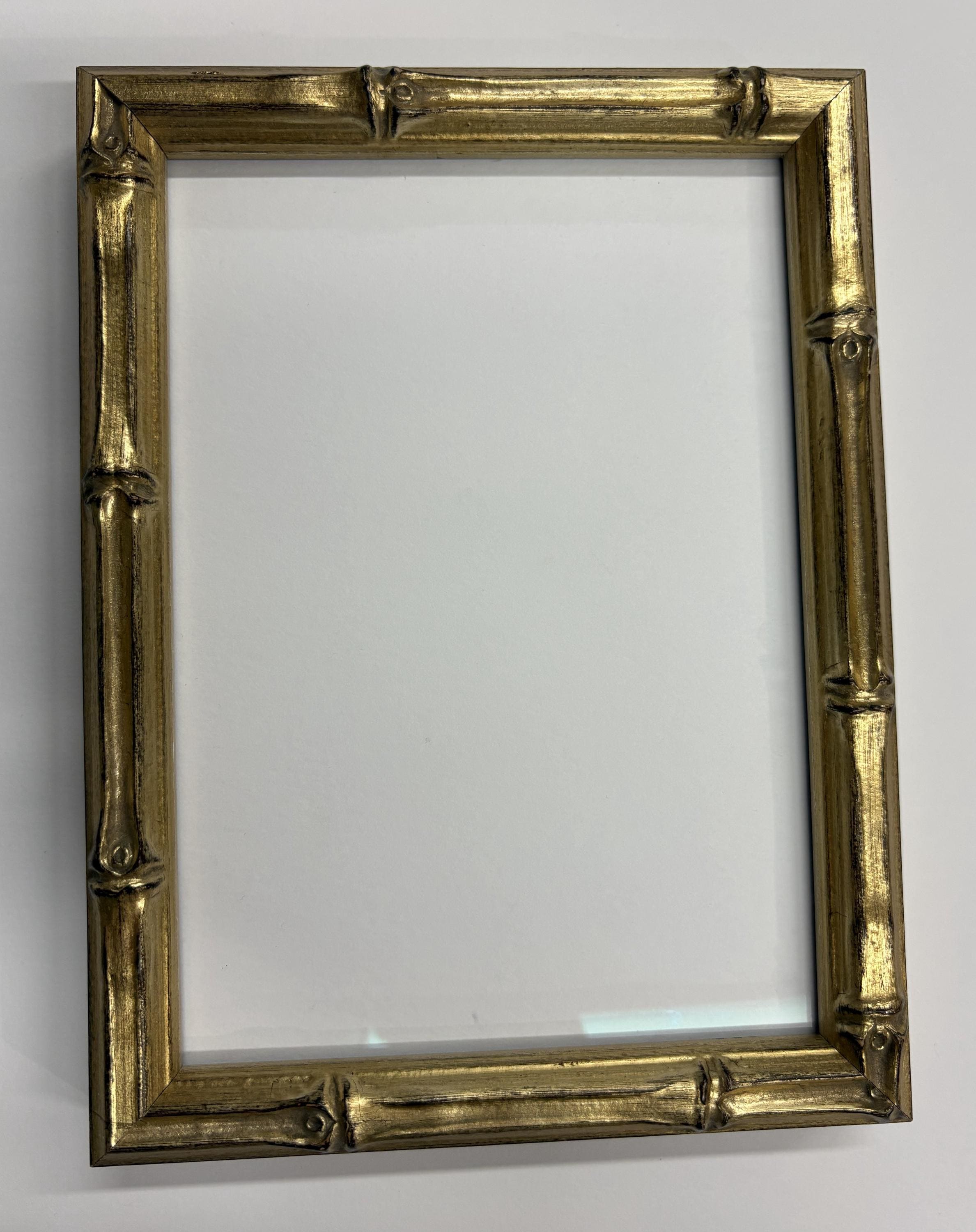 5x7 Gold Bamboo, Solid Wood Picture Frame with Museum Glass