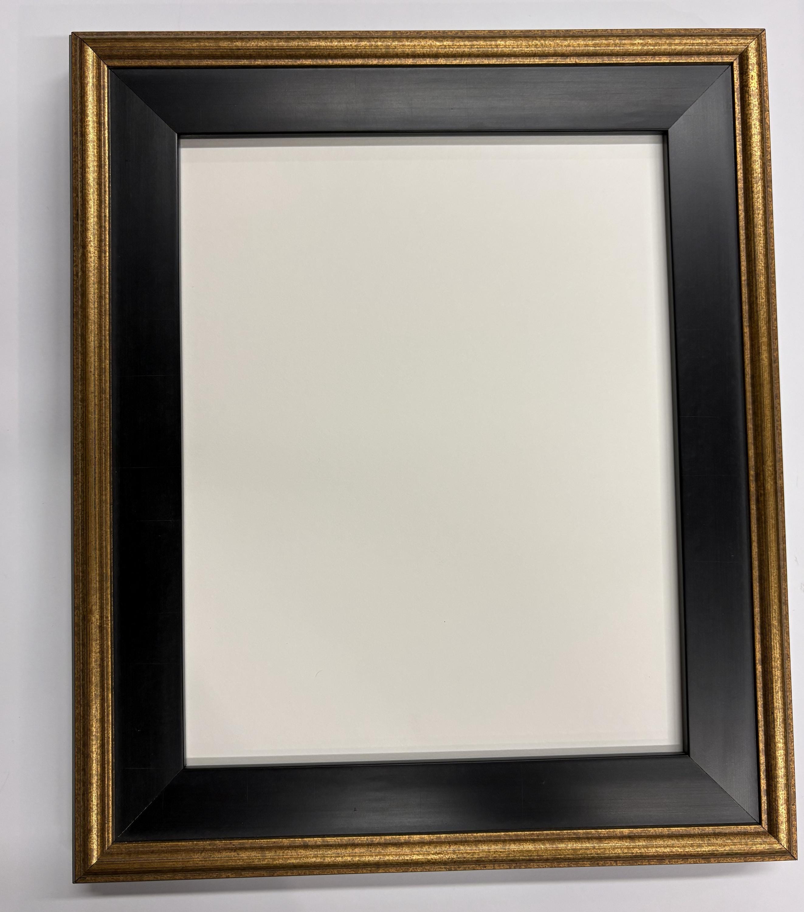 8x10 Black with gold edge, Solid Wood Picture Frame with Museum Glass
