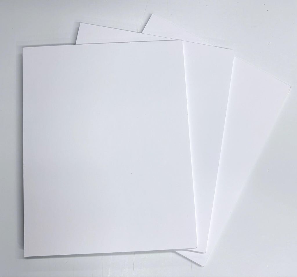 3 Pack 8x10 White Acid Free Mat Board with Foamboard Backing and Clear bags