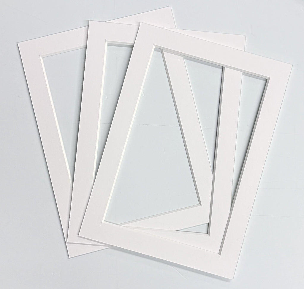 3 Pack 5x7 White Acid Free Mat Board with Foamboard Backing and Clear bags