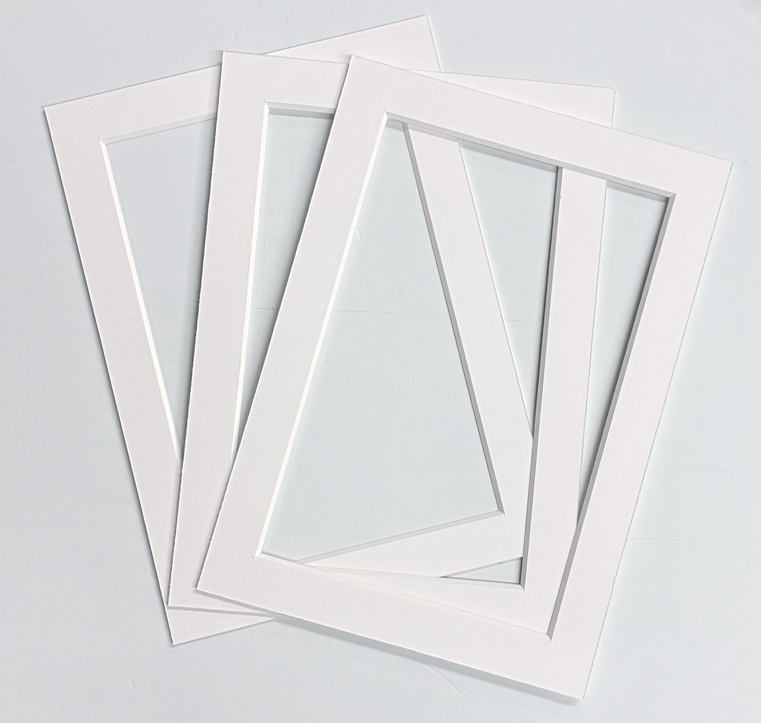 3 Pack 5x7 White Acid Free Mat Board with Foamboard Backing and Clear bags