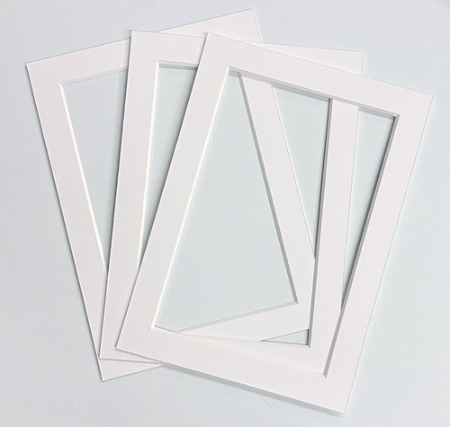 3 Pack 5x7 White Acid Free Mat Board with Foamboard Backing and Clear bags