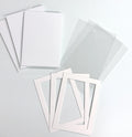 3 Pack 5x7 White Acid Free Mat Board with Foamboard Backing and Clear bags