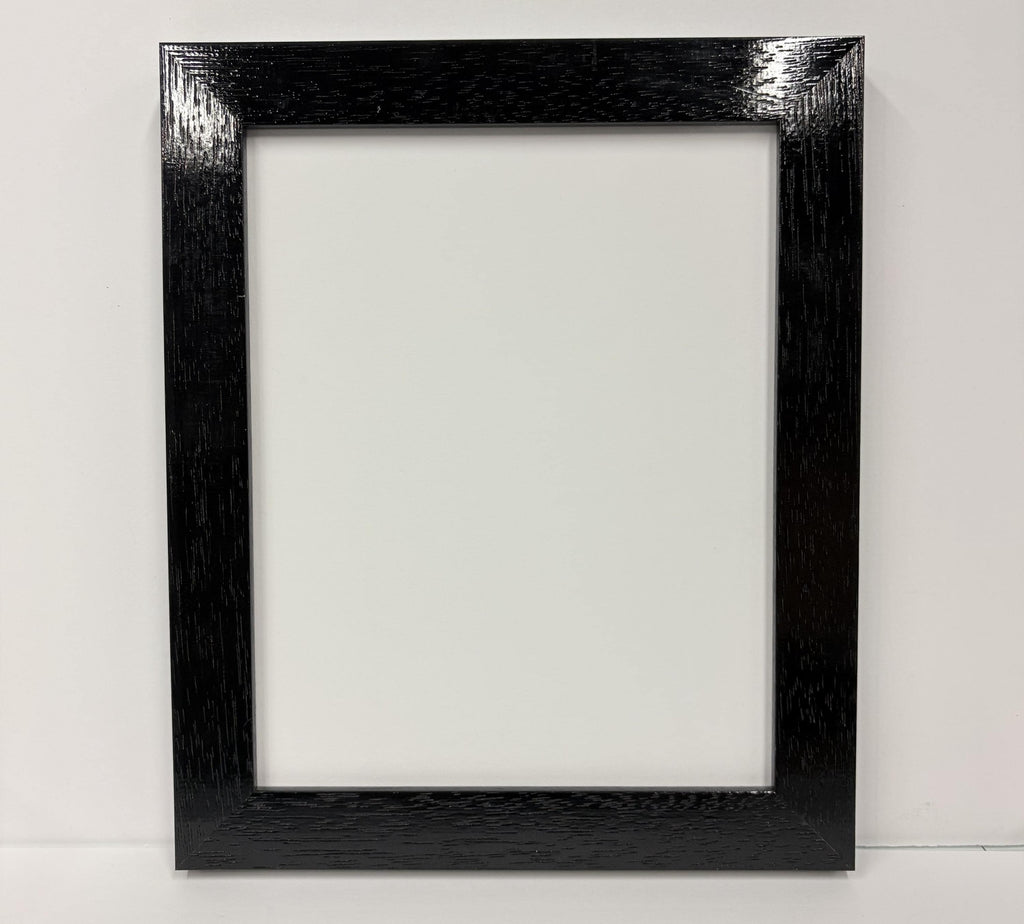 8x10 Shiny Textured Black, Solid Wood Picture Frame