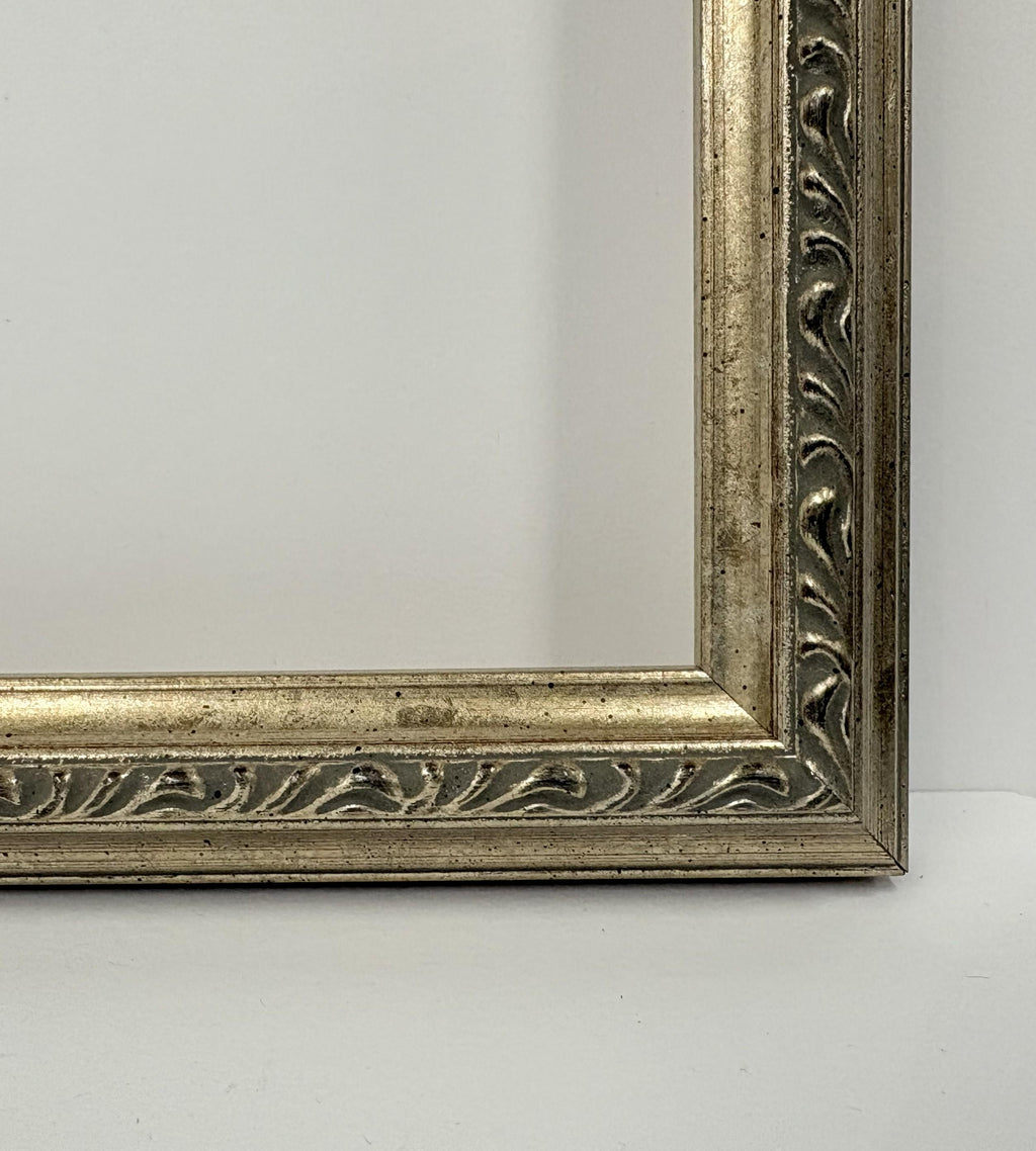 12x16 Silver with Fancy Design, Solid Wood Picture Frame