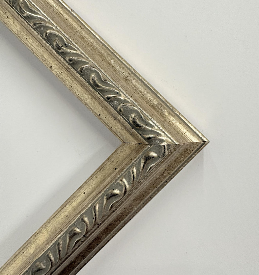 12x16 Silver with Fancy Design, Solid Wood Picture Frame