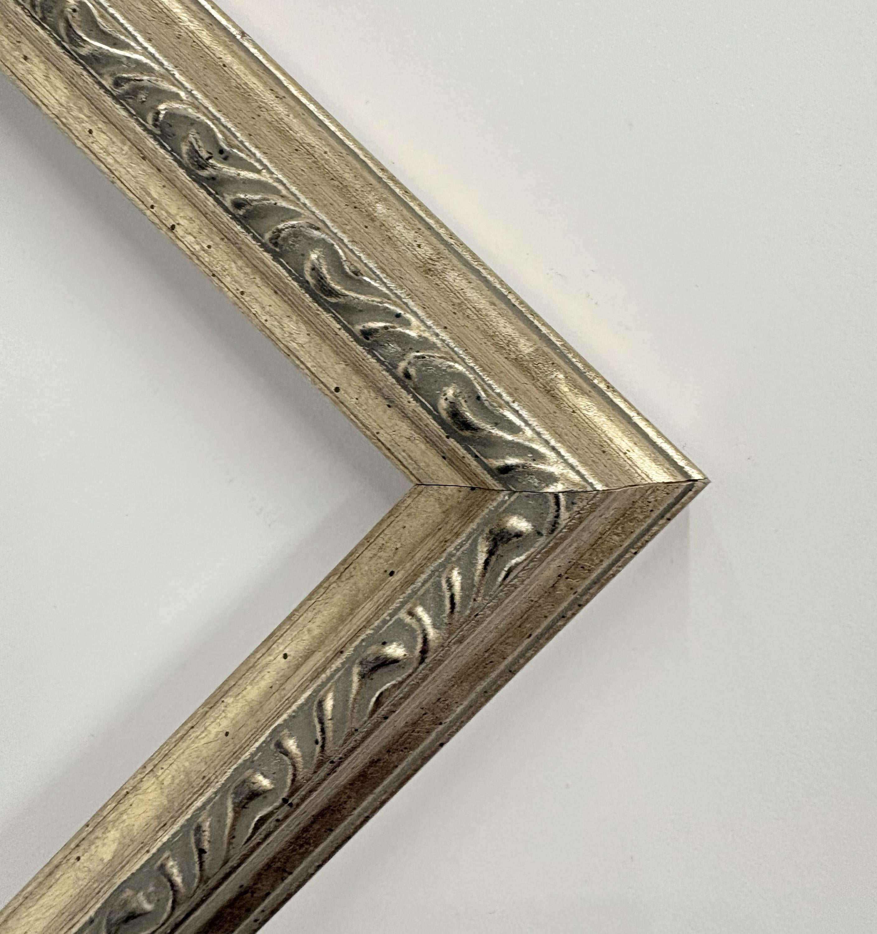 12x16 Silver with Fancy Design, Solid Wood Picture Frame