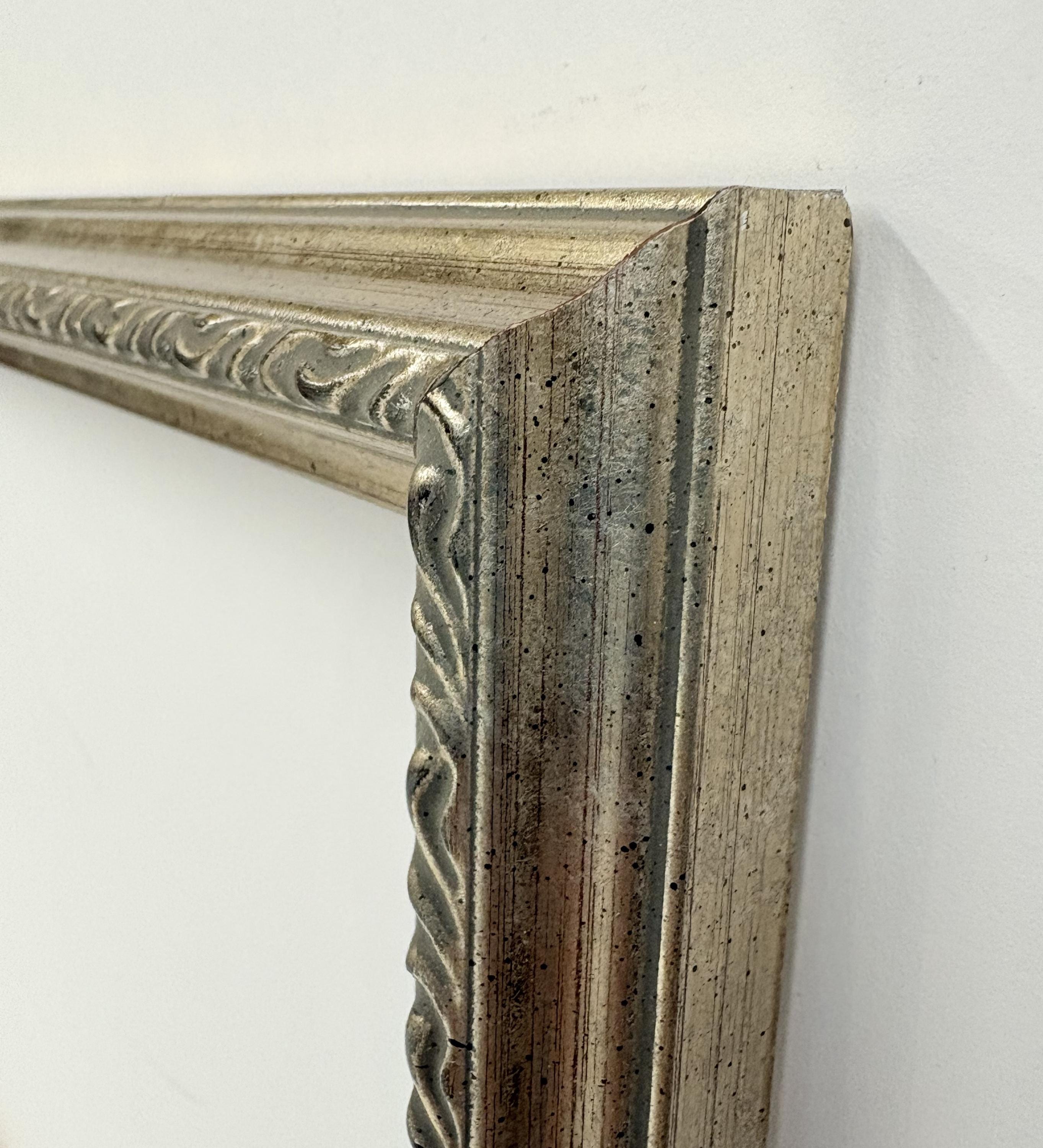 12x16 Silver with Fancy Design, Solid Wood Picture Frame