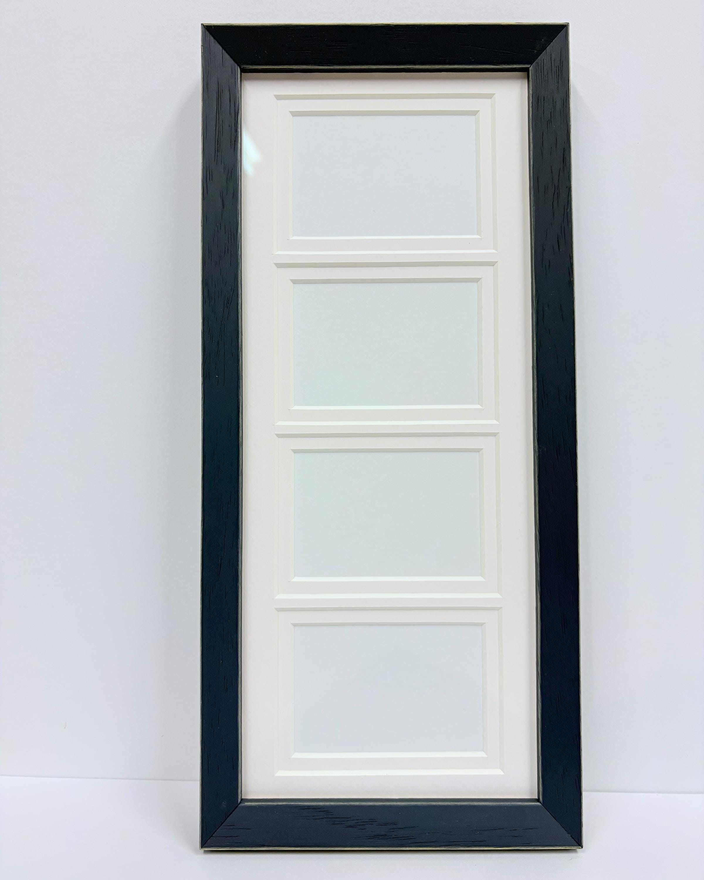 Blue Slant Solid Wood Picture Frame with Museum Glass Double Mat Wallet Sizes Openings