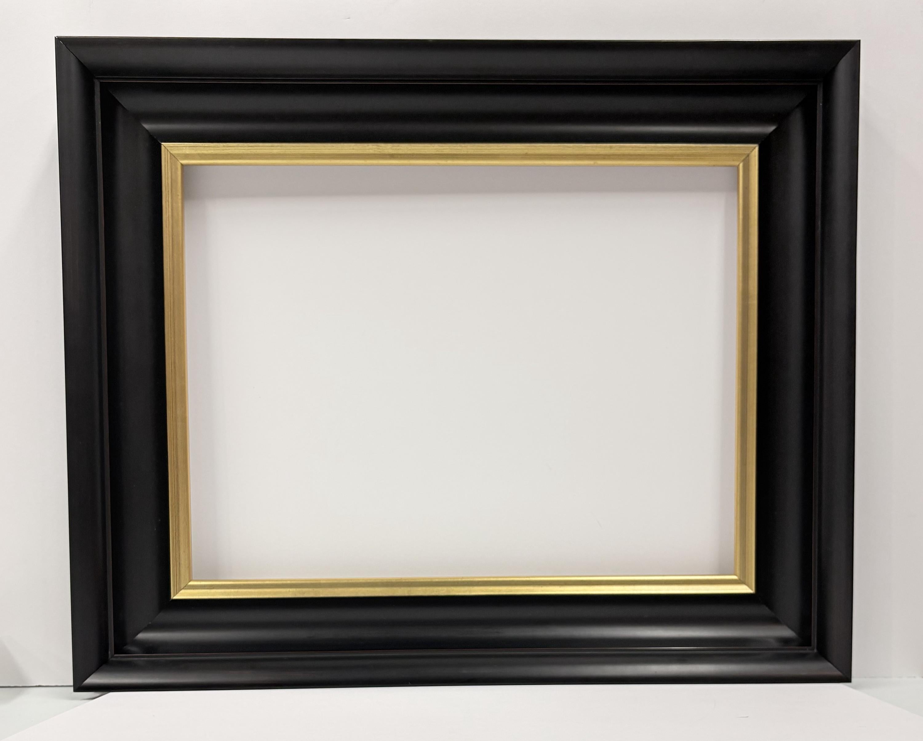 12x16 Black with Gold Edge Solid Wood Picture Frame