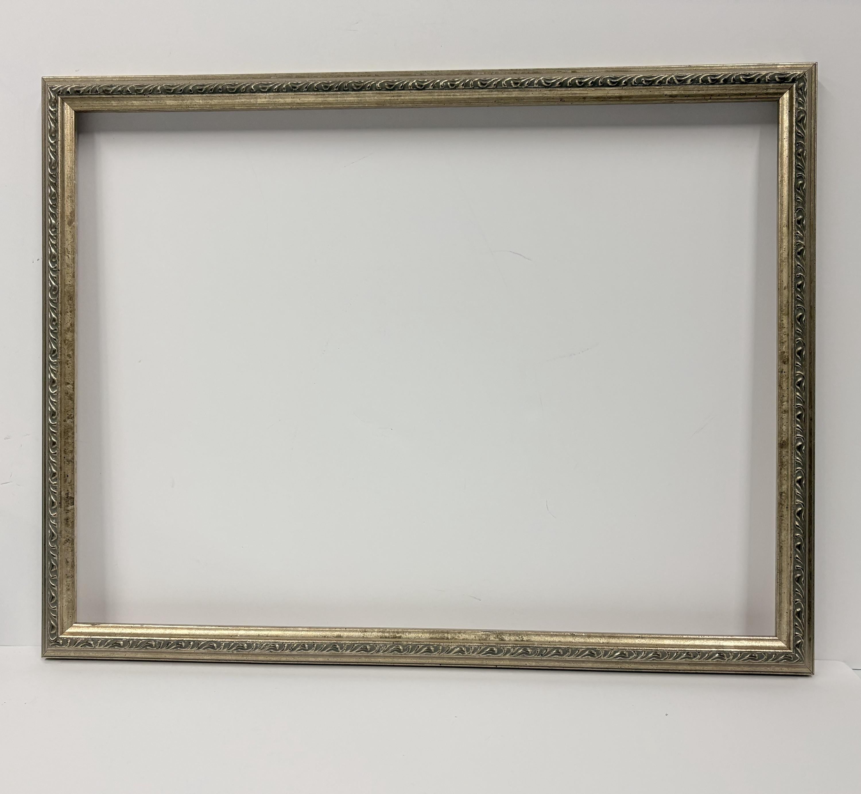 12x16 Silver with Fancy Design, Solid Wood Picture Frame